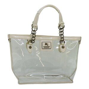 Authentic BURBERRY Blue Label Shoulder Bag Vinyl Clear White gold